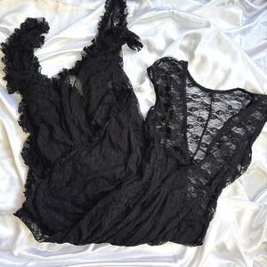Black Floral Lace Handkerchief Hem Sleeveless Gothic Midi Dress Womens